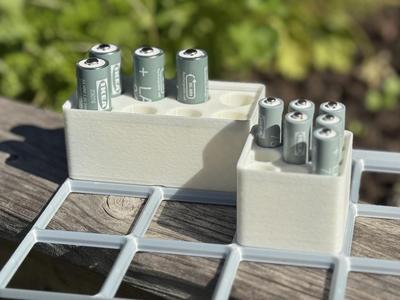 Gridfinity AA/AAA battery boxes for rechargeable batteries