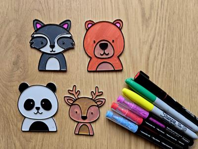 Cute Animals DIY Coloring Panda Bear Deer Raccoon
