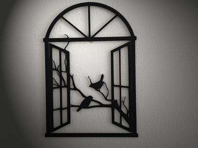 Window with birds