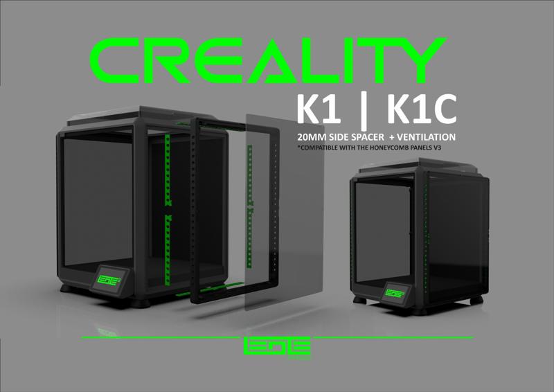 CREALITY K1 | K1C | K1SE - 20mm SIDE SPACER + VENTILATION (compatible with the honeycomb V3)