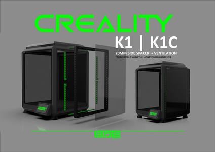 CREALITY K1 | K1C | K1SE - 20mm SIDE SPACER + VENTILATION (compatible with the honeycomb V3)