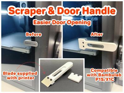 Door Handle And Scraper/Spatula For BambuLab P1/X1