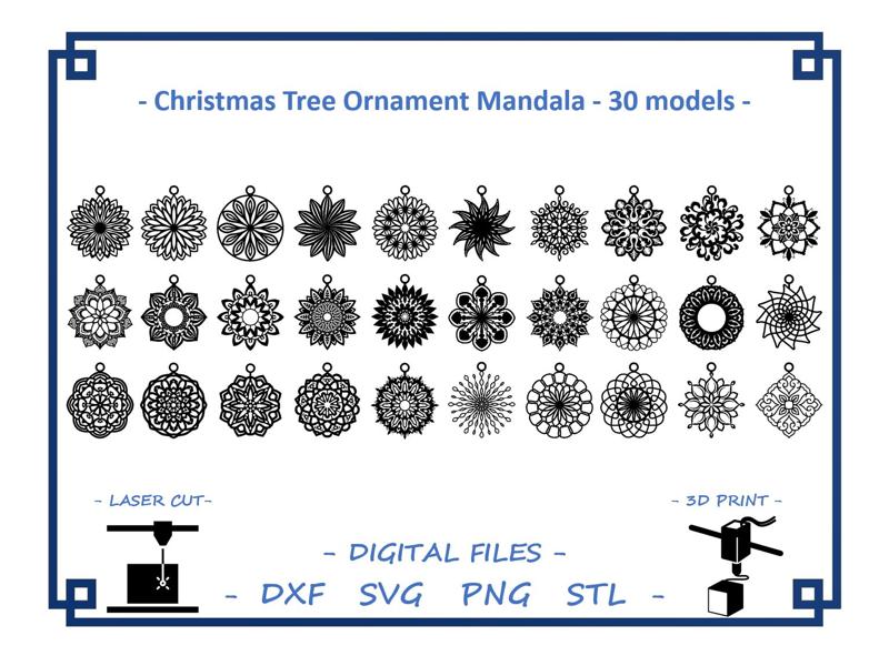 Christmas Tree Ornament Mandala - 30 models