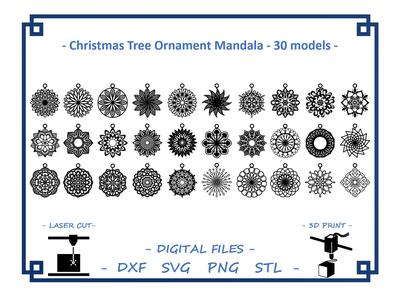 Christmas Tree Ornament Mandala - 30 models