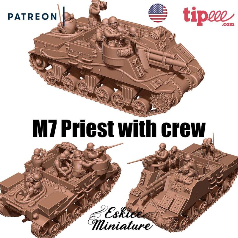 M7 Priest with crew - 28mm for wargame