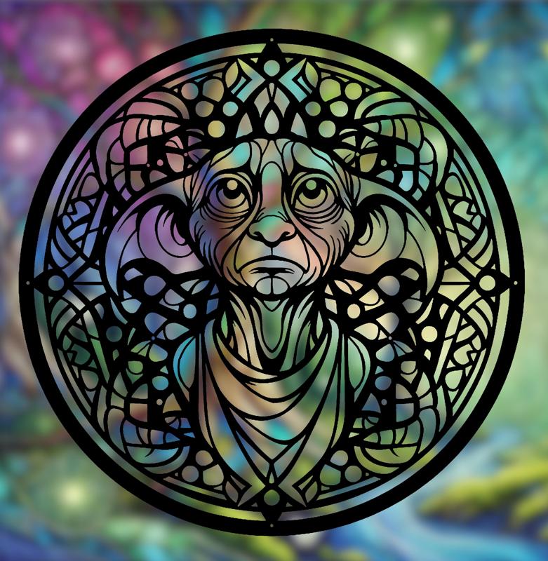 Magical Elf Dobby Harry Potter Mandala Art – 2D geometric wall art (Stained Glass Style)