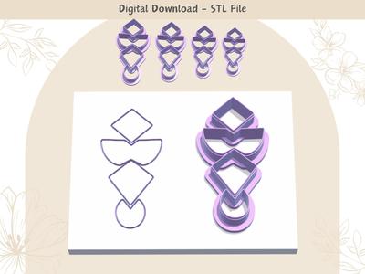 Abstract 4 parts Clay Cutter for Polymer Clay | Digital STL File | Clay Tools | 4 Sizes Summer Clay 