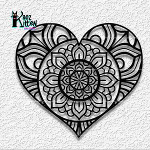 valentines day mandala heart with flowers wall art love decor
