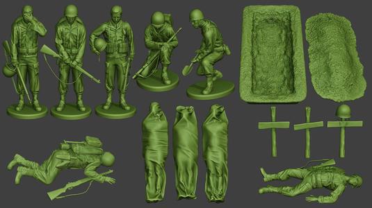 American soldiers ww2 A11 Pack 1 3D Model Collection