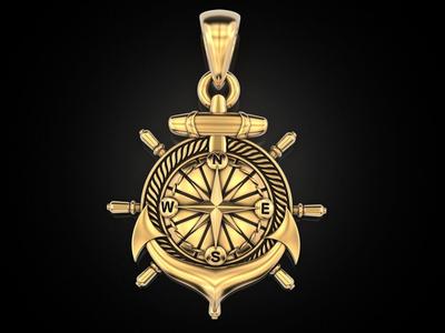 Anchor rudder and compass pendant
