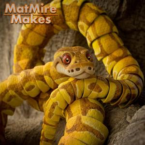 Ball Python Snake Articulated Toy, Print-In-Place Body, Snap-Fit Head, Cute Flexi