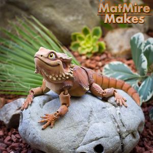 Bearded Dragon Articulated Toy, Print-In-Place Body, Snap-Fit Head, Cute Flexi