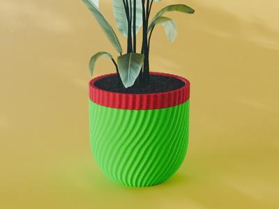 Kaze Planter Pot, Wavy Bezier | Small, Medium, Large | Self Watering and Drip Tray 