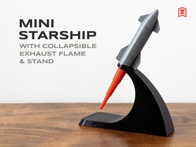 Mini Starship with Collapsible Exhaust Flame
