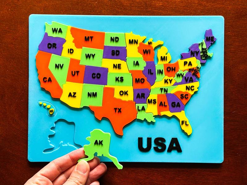 USA States Puzzle Map (educational + kid friendly)