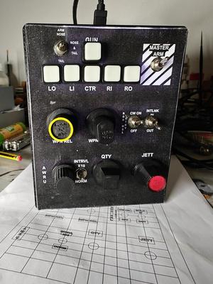 F-4 Weapons Panel and knobs for DIY Button Box Arduino Pro Micro