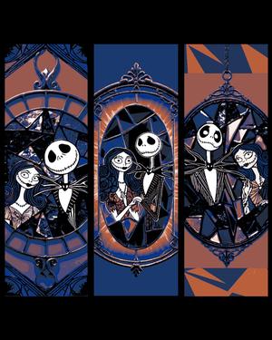 Stained Glass Jack and Sally Nightmare Before Christmas Halloween Bookmarks - Set of 3