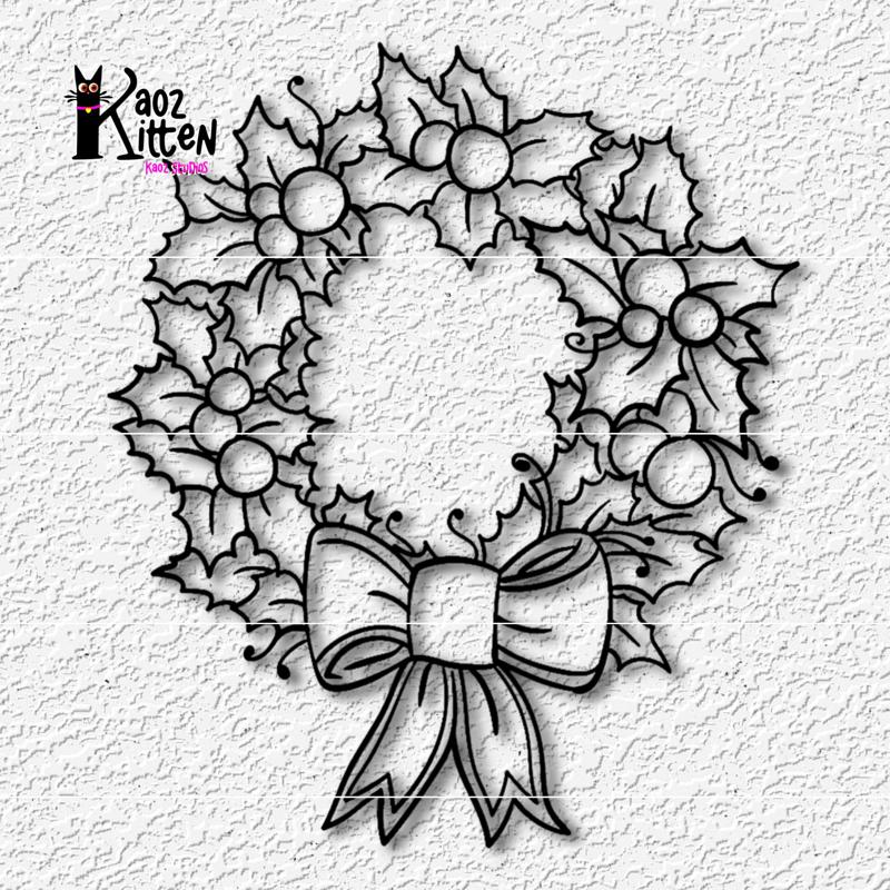 holly wreath wall art Merry Christmas decor