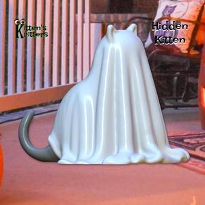 The Hidden Kitten Halloween Decor Figurine Ghost Kitty