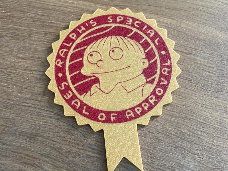 Ralph Wiggum / 2 color / seal of approval / award