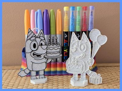 Bluey Birthday Cake Balloon DIY Coloring No Ams