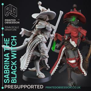 Black Witch Tabaxi - Tabaxi Caravan - PRESUPPORTED - 32mm scale - Illustrated & Stats