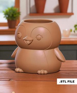 Chubby Penguin Planter – Cute STL File for 3D Printing