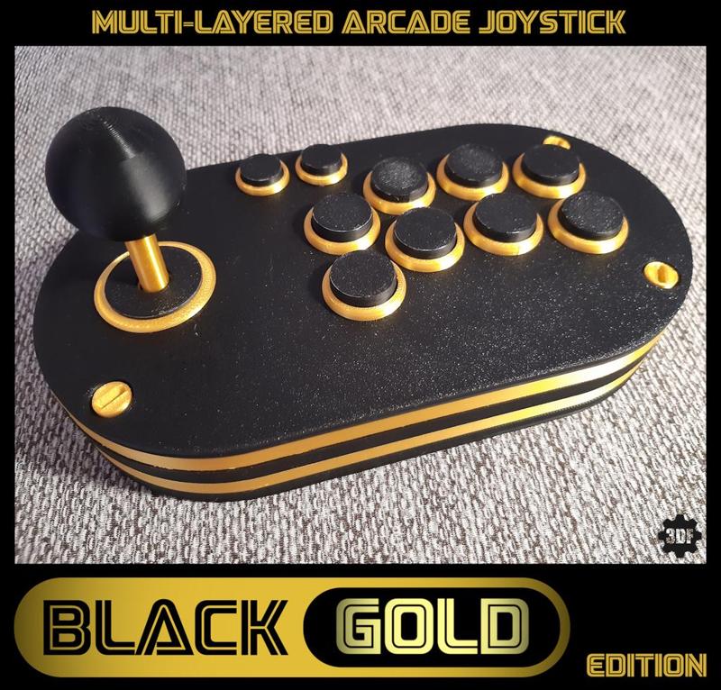 Multi-Layered Arcade Joystick - Black Gold Edition (10 or 8 Button)