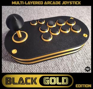Multi-Layered Arcade Joystick - Black Gold Edition (10 or 8 Button)