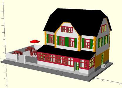 n scale hotel restaurante with terras