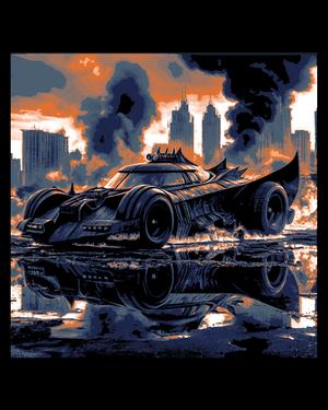 The Batmobile in the Apocalypse - Flames and All - Hueforge art