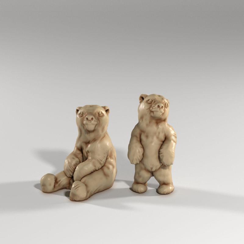 Baby Bear Cub Miniature Set - 2 Fantasy Animal Companions (Frost Giant's pets)
