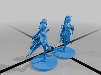 Furina and Kokomi figure duo
