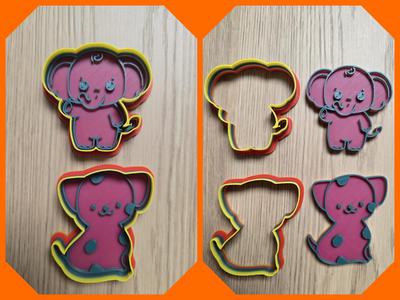 Dog Elephant Cookie Cutter Playdoh Stamp Fun Gift