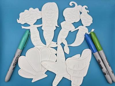 Sea Mermaid Hand Drawn DIY Coloring No Ams