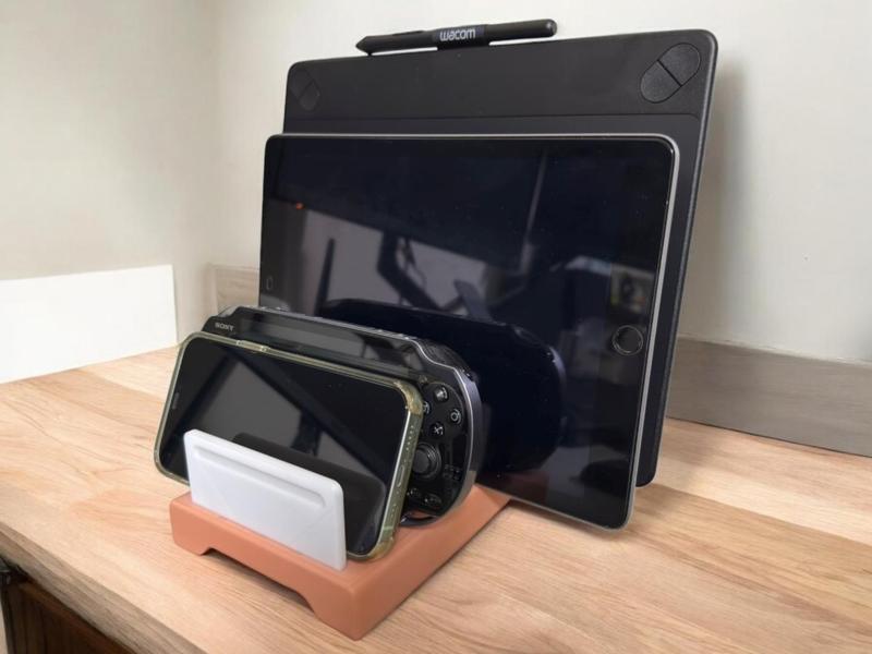 Multi-part ipad stand with slots