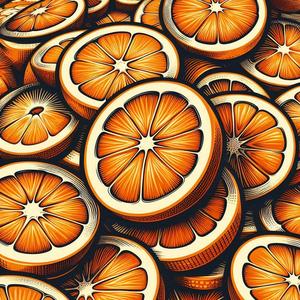 Oranges Fruit Woodblock Print Art Poster (HueForge)