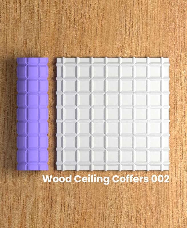 Collection Lemon | Wood Ceiling Coffers 002 | Polymer Clay Seamless Texture Roller
