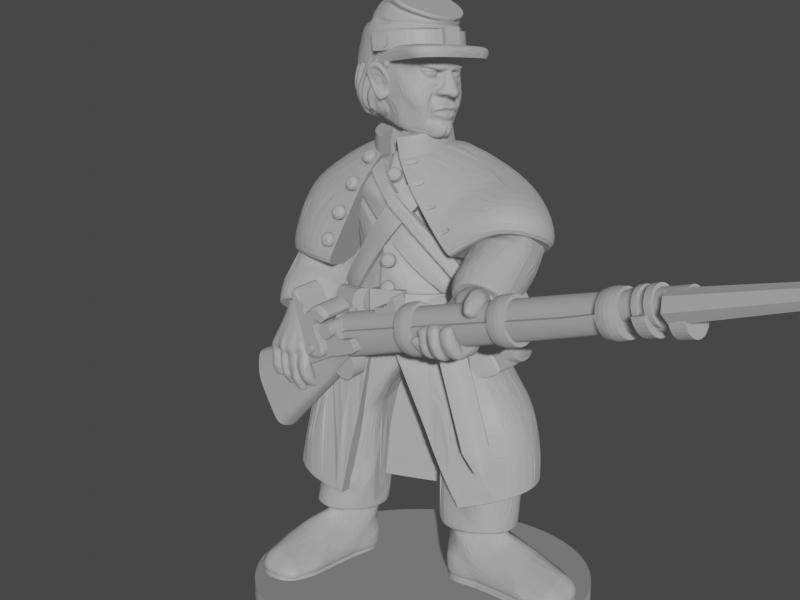 10-15mm American Civil War Infantry in Greatcoats Bayonets Raised UA-56