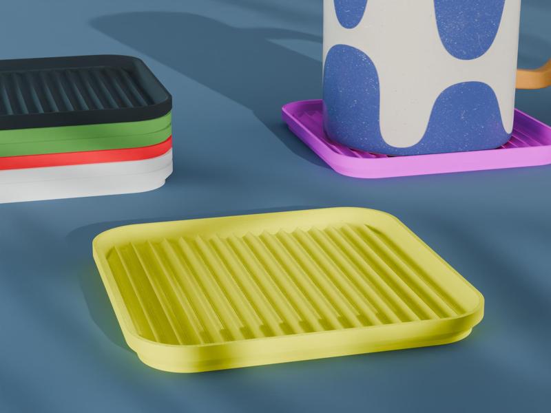 Stackable Scalloped Reverse Square Coaster Set 3D Print STL File | 3 Sizes 