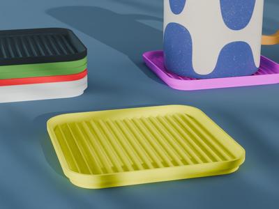 Stackable Scalloped Reverse Square Coaster Set 3D Print STL File | 3 Sizes 