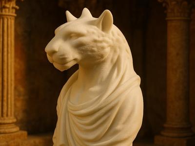 Wildcat Bust in Antique Style