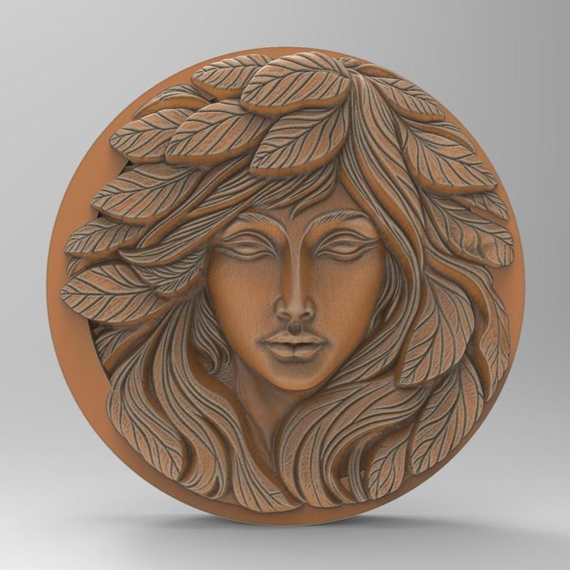 Printable Forest Lady Green Leaf Woman Pagan Garden Plaque