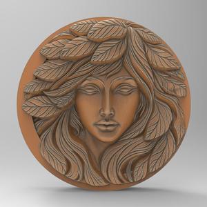 Printable Forest Lady Green Leaf Woman Pagan Garden Plaque