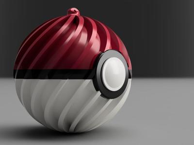 Christmas tree ornament, ball in Pokeball style