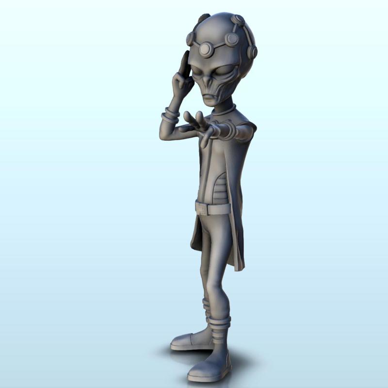 Alien telepath with telepathy helmet (29) (+ pre-supported version & rounded base) - SF Warhordes ET extraterrest Confrontation