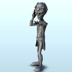 Alien telepath with telepathy helmet (29) (+ pre-supported version & rounded base) - SF Warhordes ET extraterrest Confrontation
