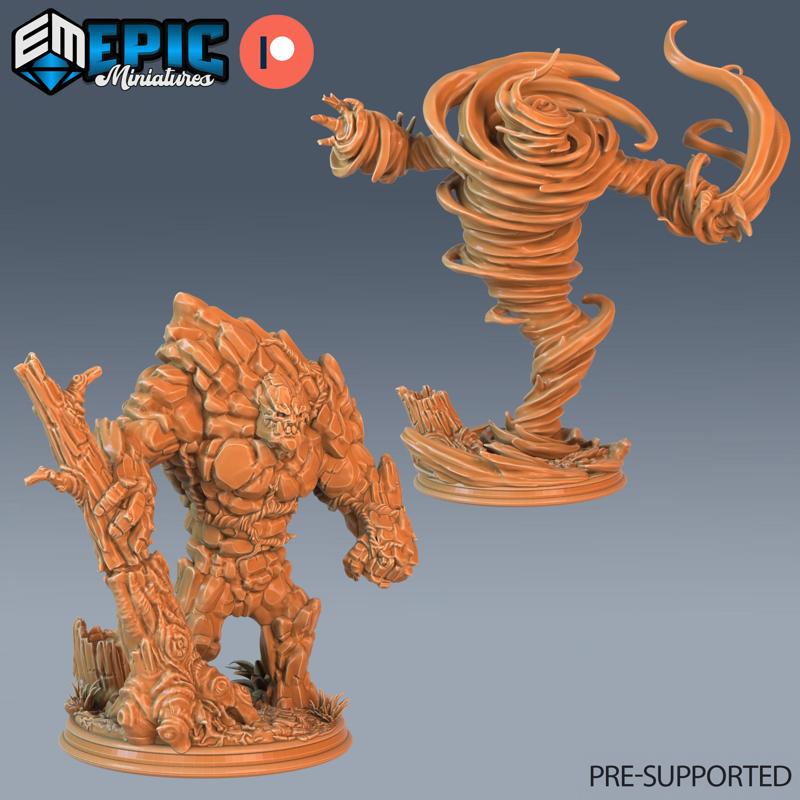 Air & Earth Elemental Prime Team / Ancient Giant Tornado & Rock  / Wind & Stone Element Primordial
