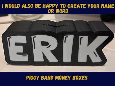 piggy bank, personalized Name money boxes Erik
