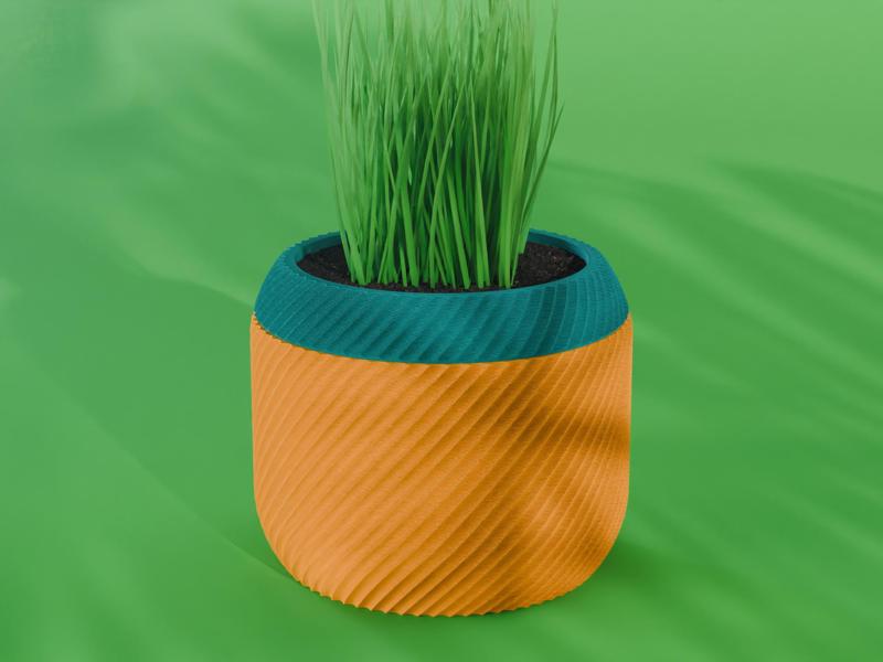 Sei Planter Pot, Scalloped Reverse Diagonal | Small, Medium, Large | Self Watering and Drip Tray 